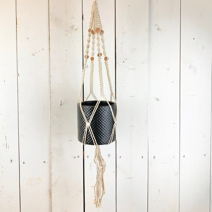 Ivory Plant Hanger with Terracotta Beads
