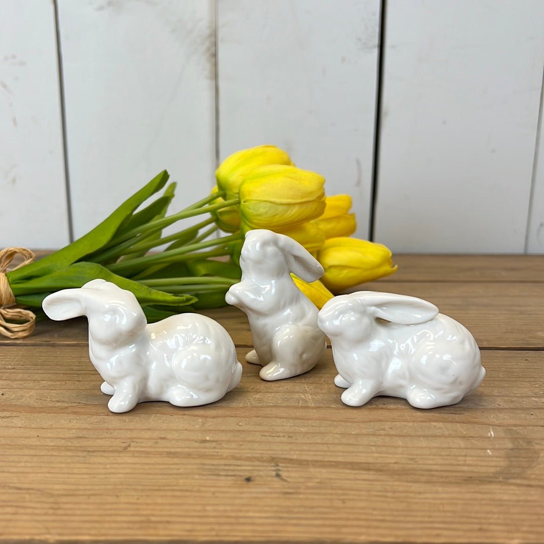 Mini Ceramic Bunnies, Set of 3