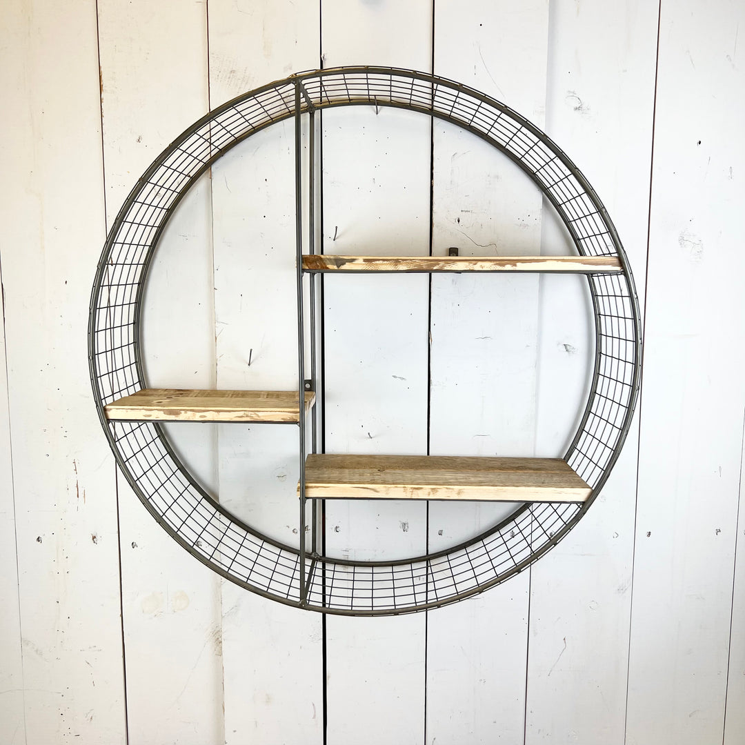 Round Metal and Wood Shelf