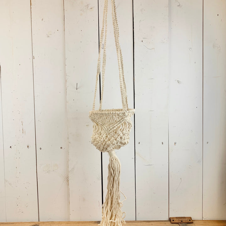 Ivory Macramé Basket Hanger