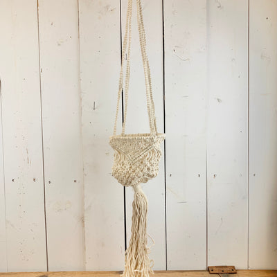 Ivory Macramé Basket Hanger