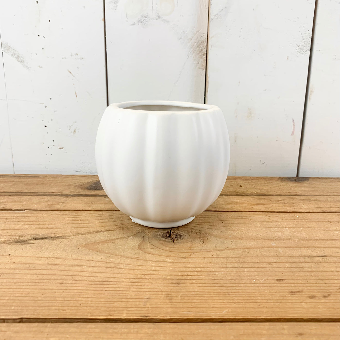Matte White Ribbed Vases