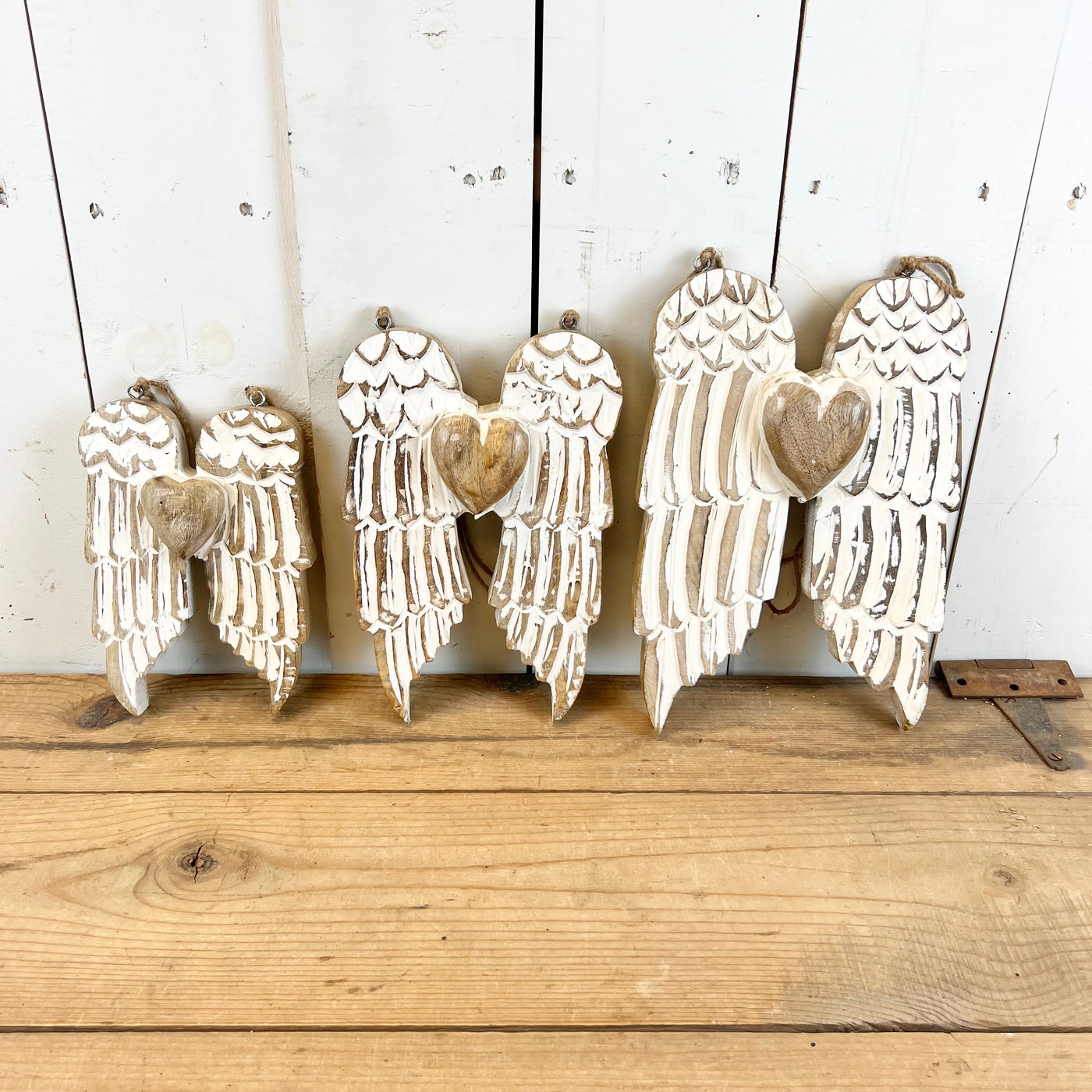Mango Wood Angel Wings with Heart