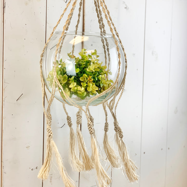 Ivory Macramé Hanger with Tassels