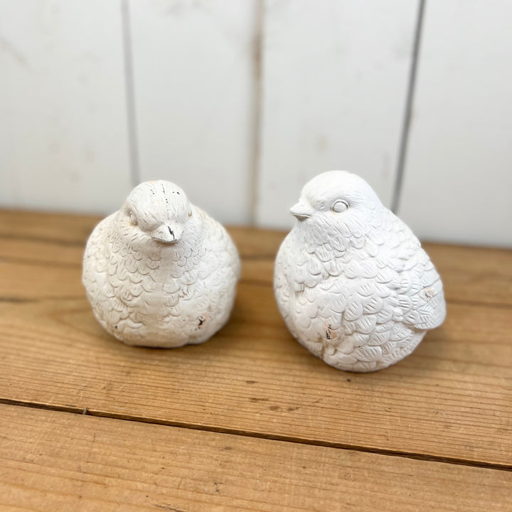 Whitewashed Bird Figurines - Set of Two