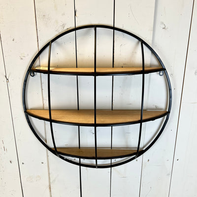 Black Metal Wall Shelf with Wood Shelves