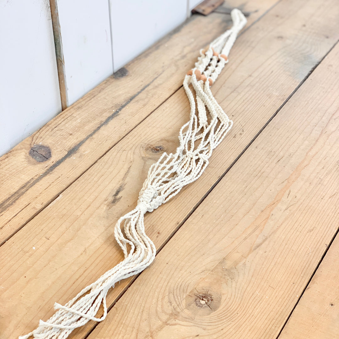 Ivory Macramé Hanger with Terracotta Beads