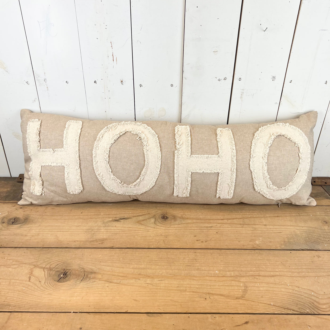 Tan “ HO HO “ Pillow