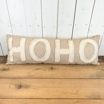 Tan “ HO HO “ Pillow