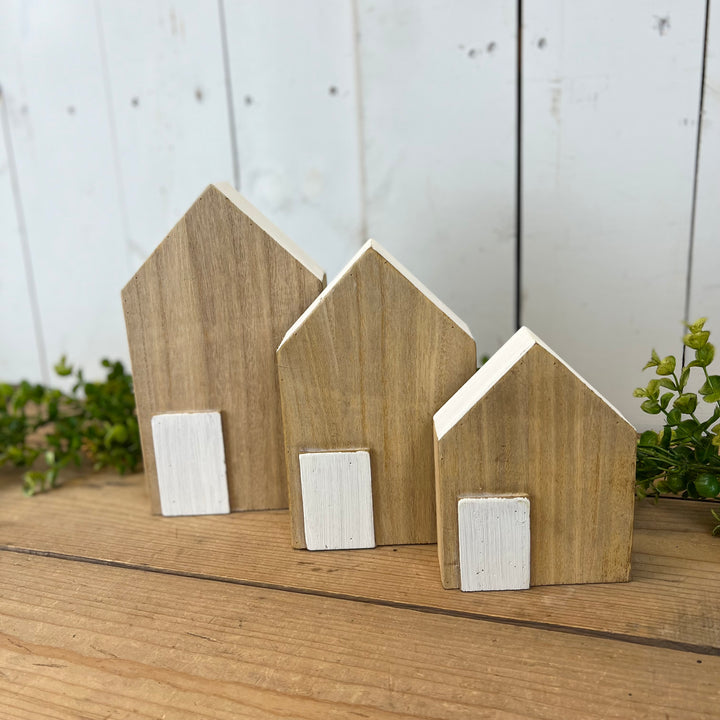 Wood Houses - Set of Three