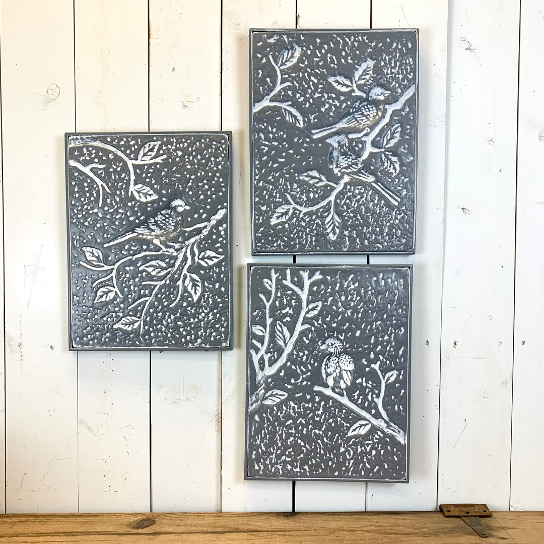 Embossed Bird Prints, Set of three