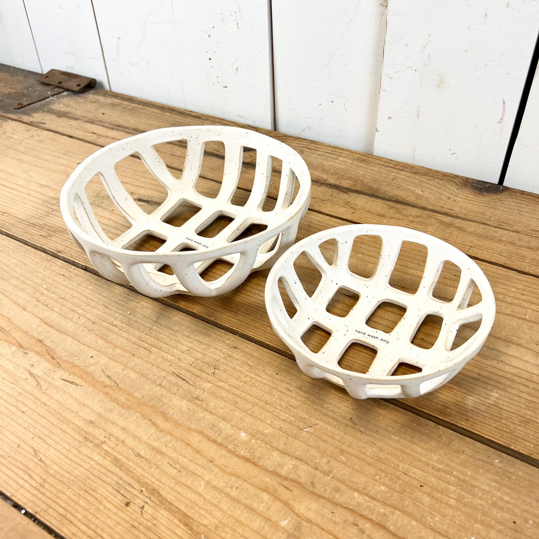 Stoneware Cream Baskets