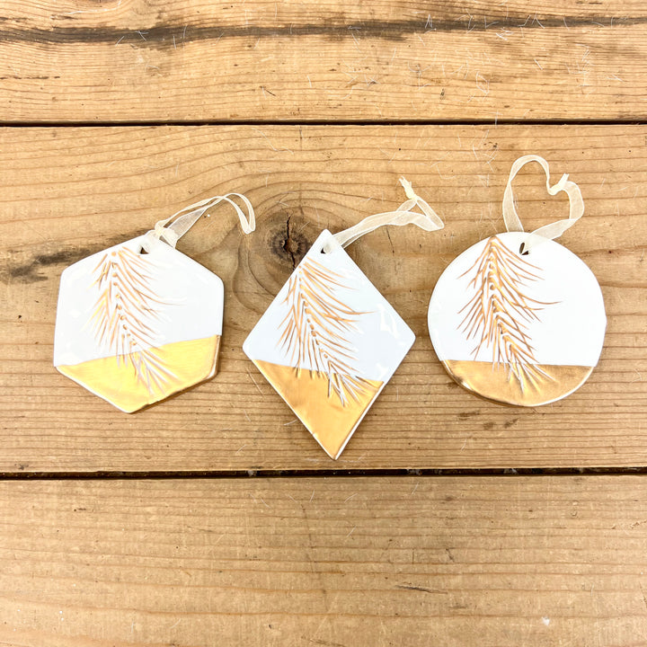 Gold Feather Ornaments