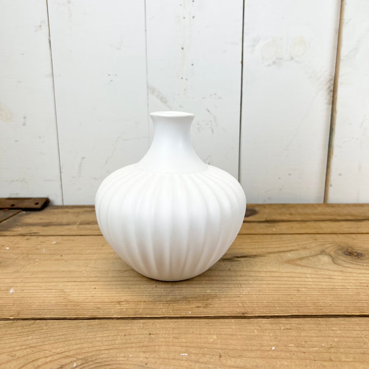 Ribbed White Vases