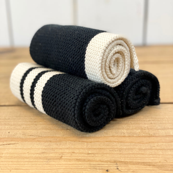 Cotton Dish Cloths/Wash Cloths Black & White