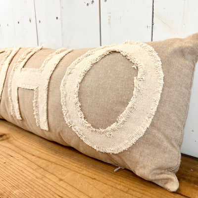 Tan “ HO HO “ Pillow