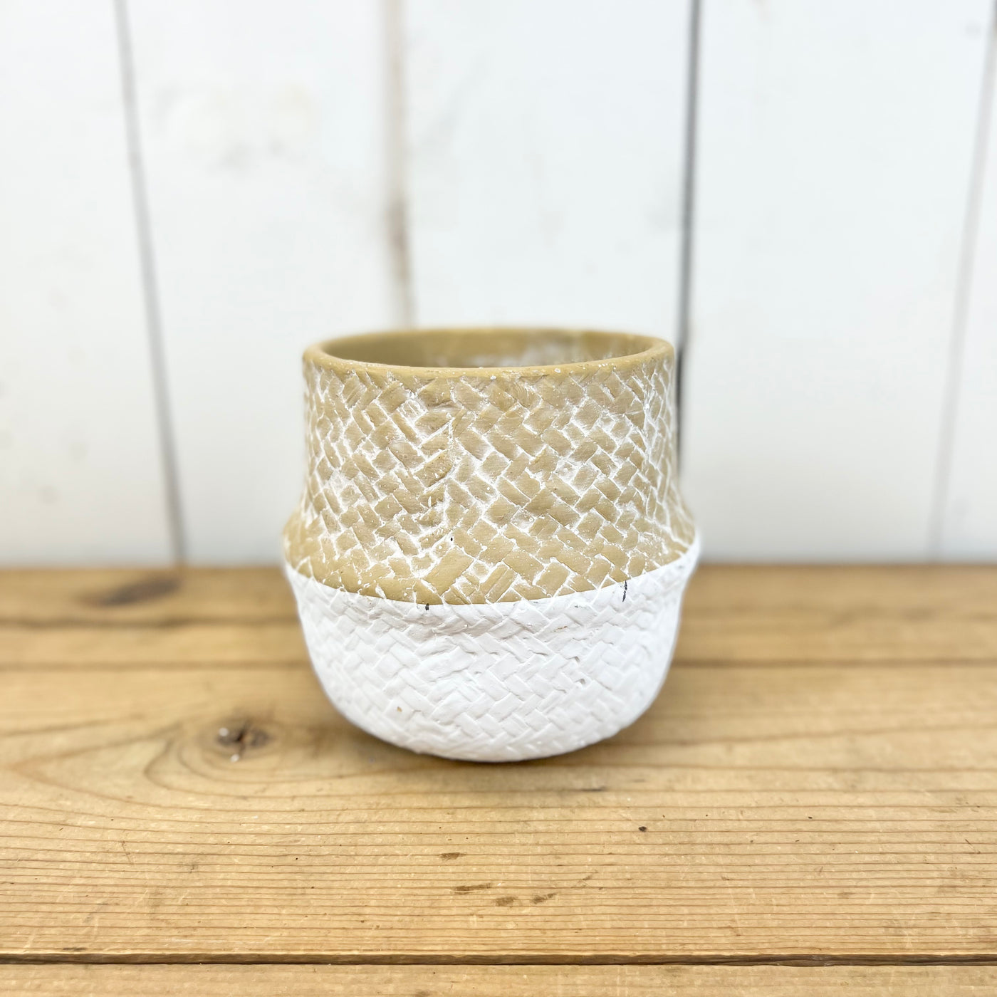 Woven Two-Toned Cement Pot