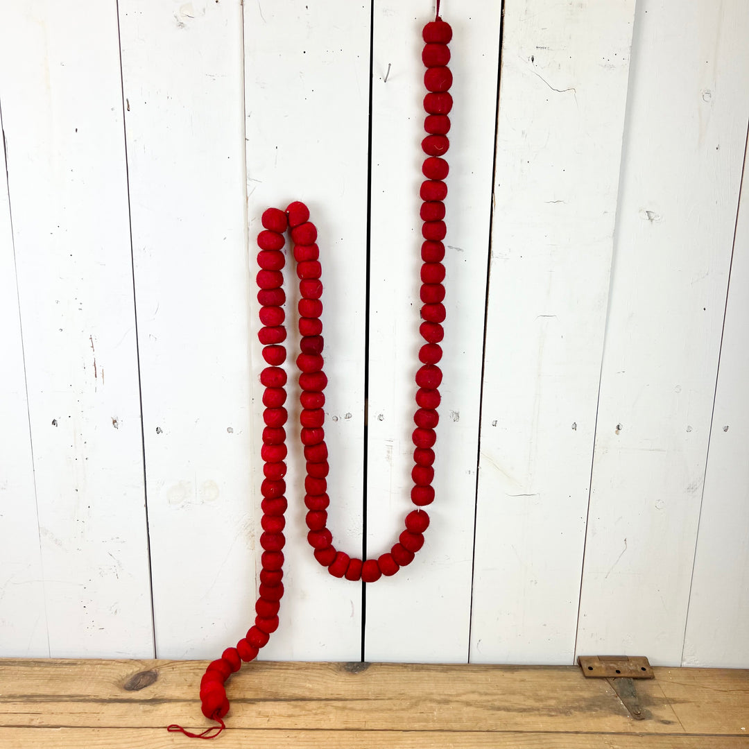 Red Wool Felt Bead Garland