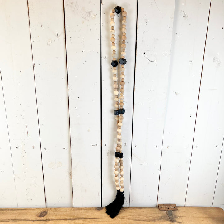 Black and Natural Wood Bead Garlands