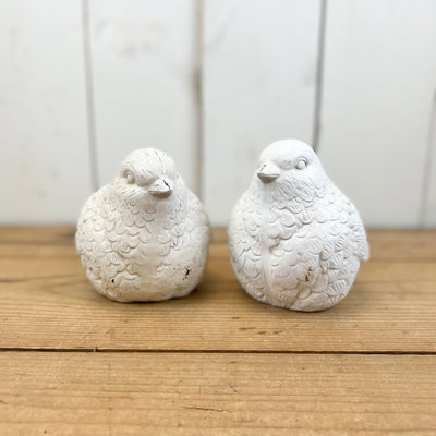 Whitewashed Bird Figurines - Set of Two