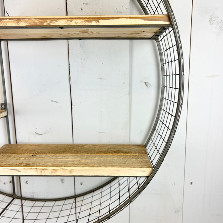 Round Metal and Wood Shelf