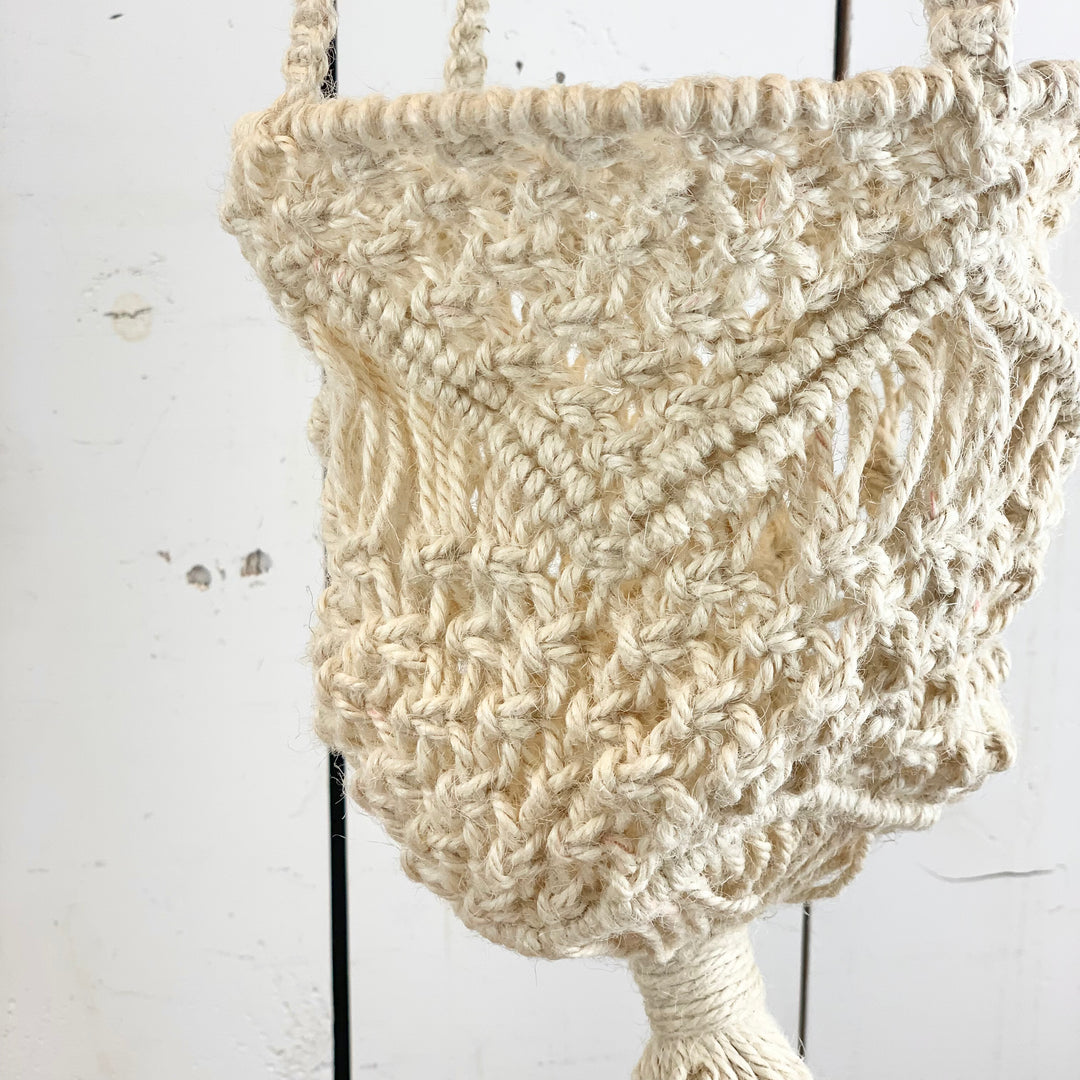 Ivory Macramé Basket Hanger