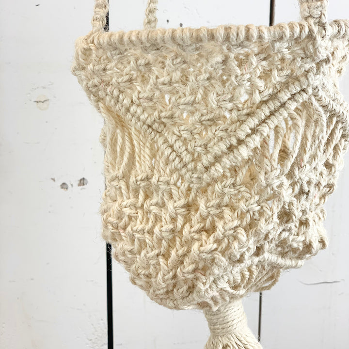 Ivory Macramé Basket Hanger