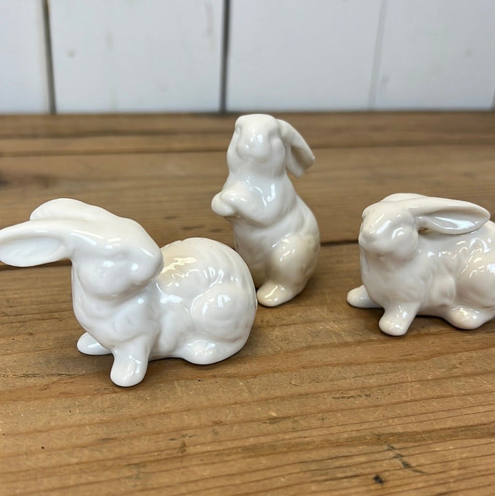 Mini Ceramic Bunnies, Set of 3