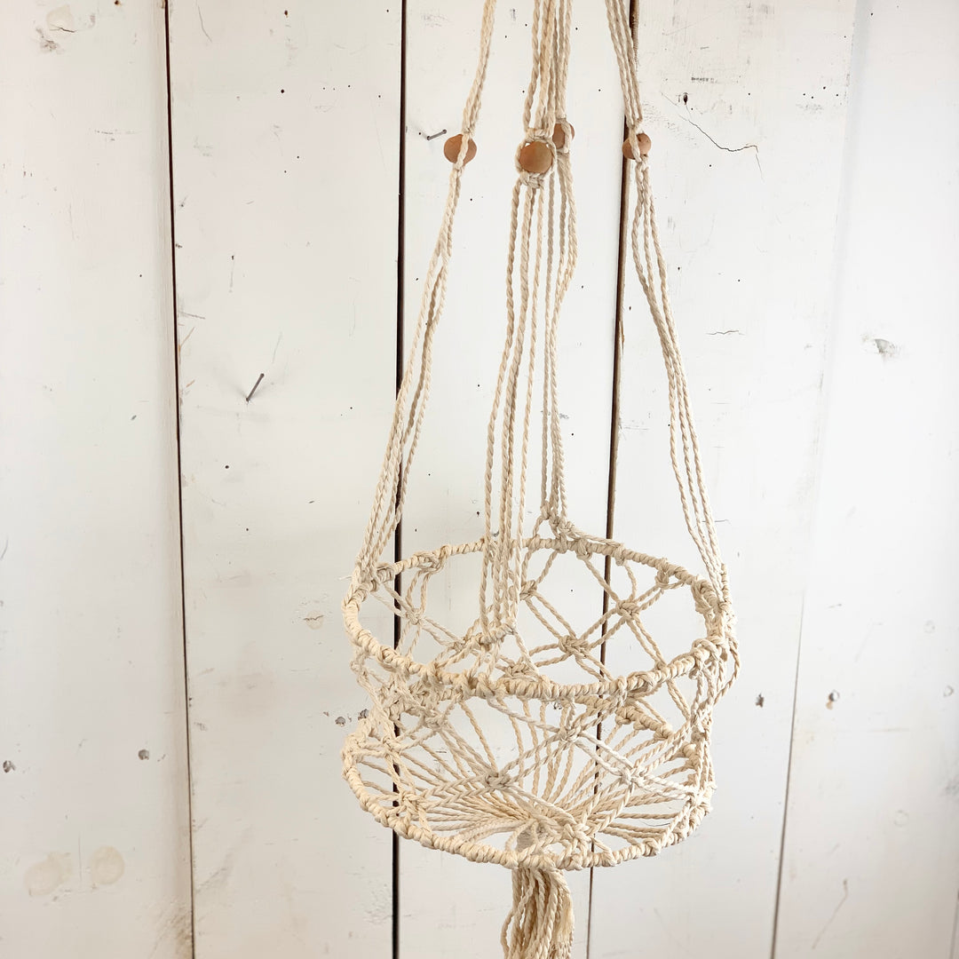 Macramé Basket Hanger with Terracotta Beads