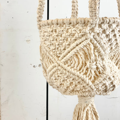 Ivory Macramé Basket Hanger