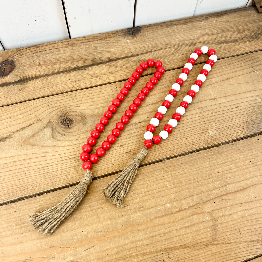 Red Beaded Loop with Valentine Tassel