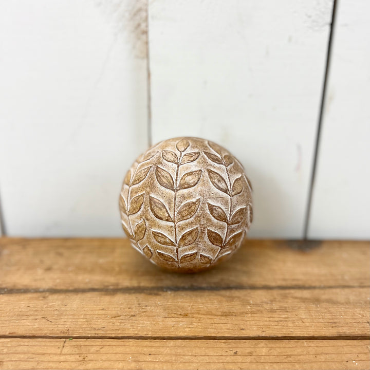 Decorative Accent Orb with Leaf Pattern