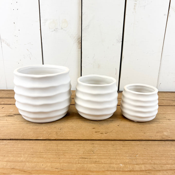 White Ribbed Pots