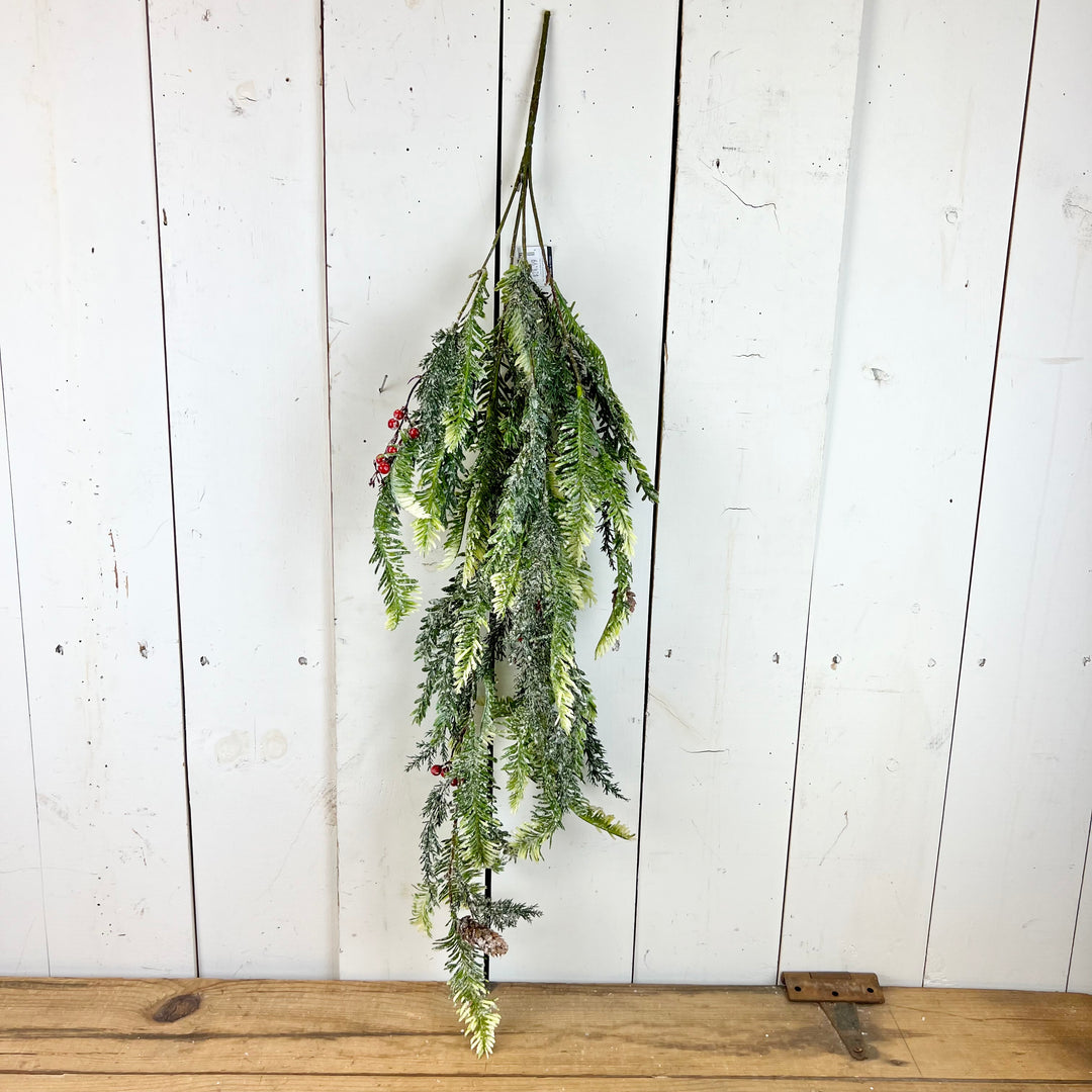 Frosted Pine/Hemlock with Red Berry Vine