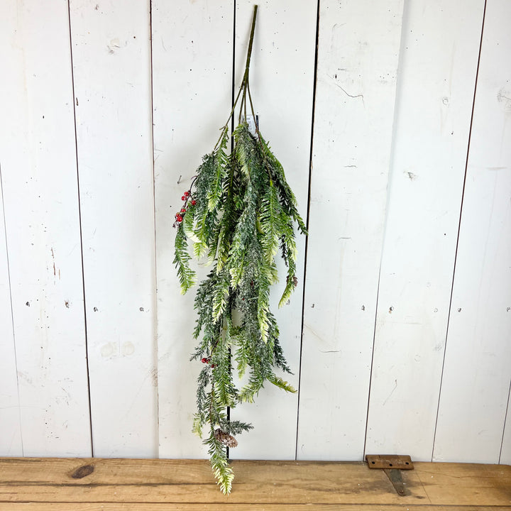 Frosted Pine/Hemlock with Red Berry Vine