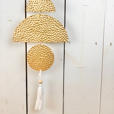 Hammered Gold Wall Decor with Tassels