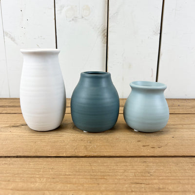 Small Blue Toned Bottle Vases