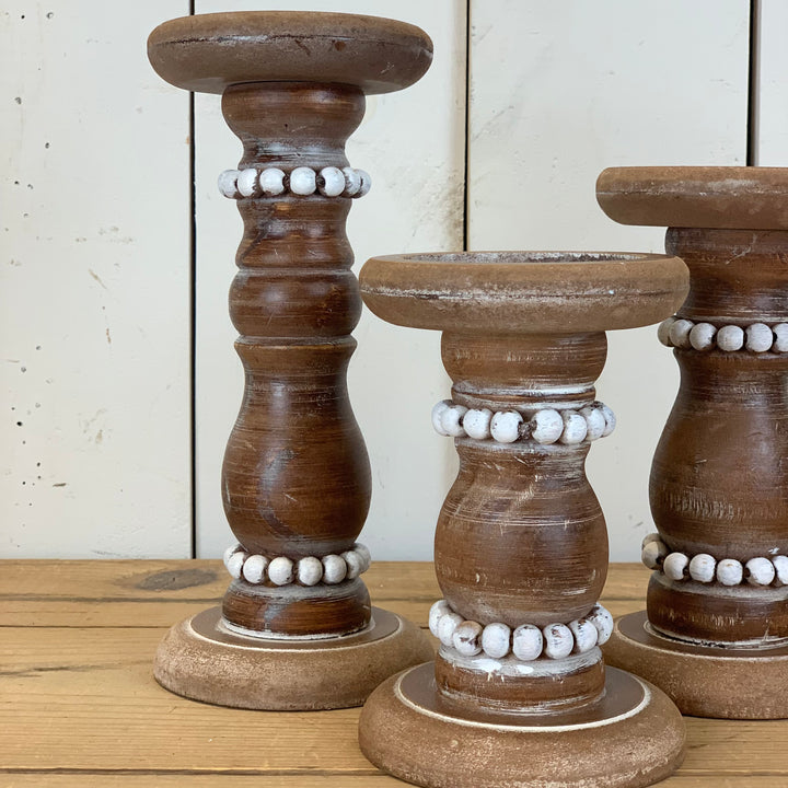 Brown Beaded Candle Holders