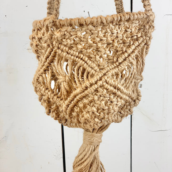 Tan Macramé Basket Hanger