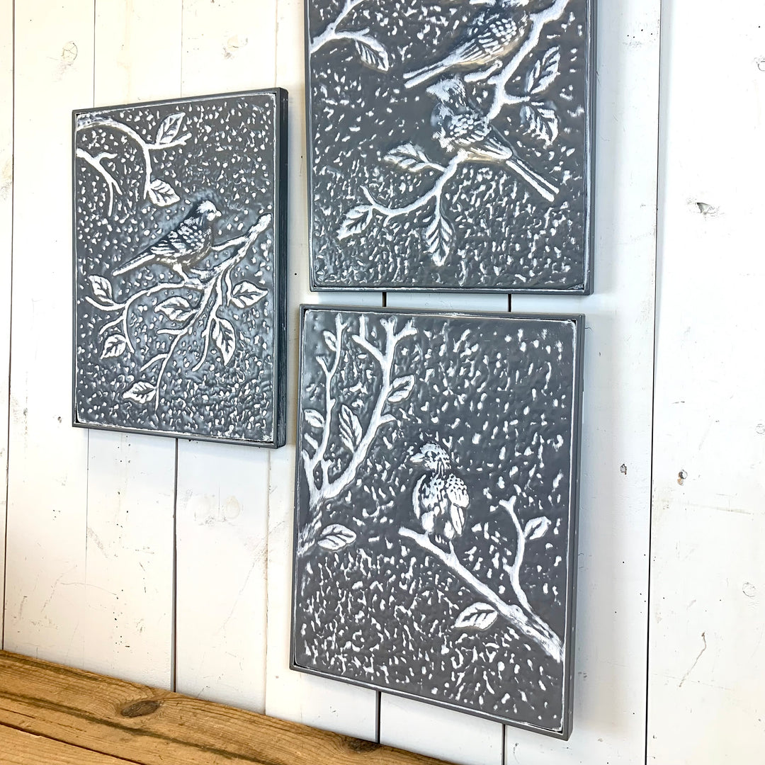 Embossed Bird Prints, Set of three