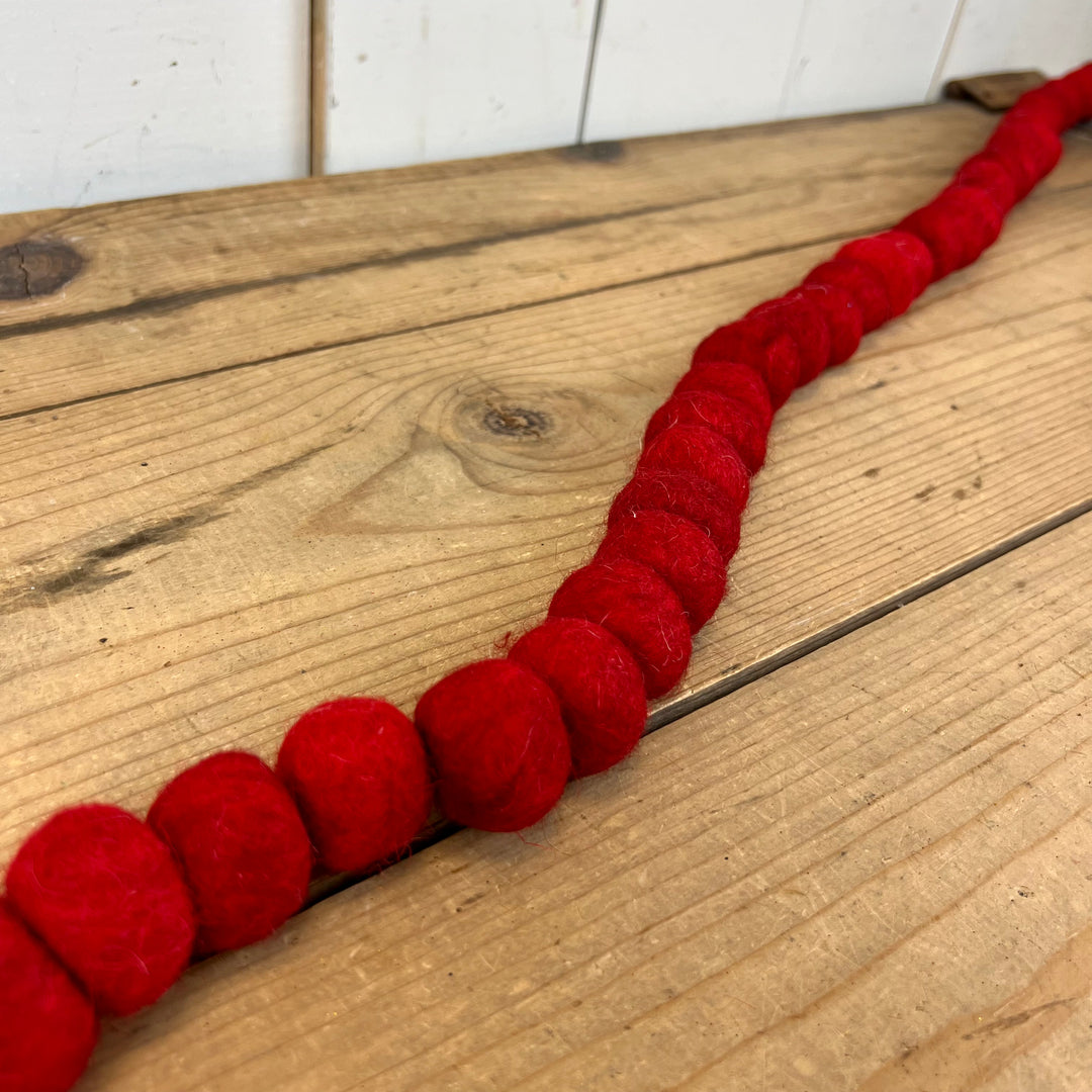 Red Wool Felt Bead Garland