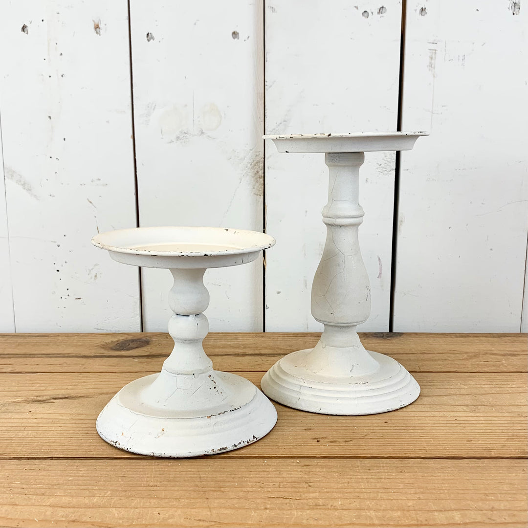 Cream Distressed Candle Holders