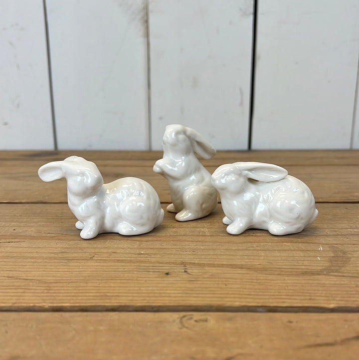 Mini Ceramic Bunnies, Set of 3