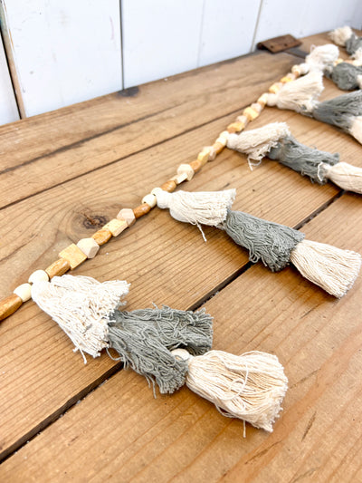 Cream and Grey Tassel Garland
