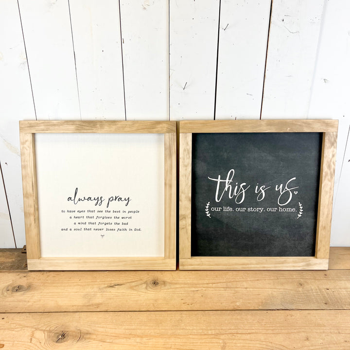 Square Wood Framed Canvas Prints - Four Styles
