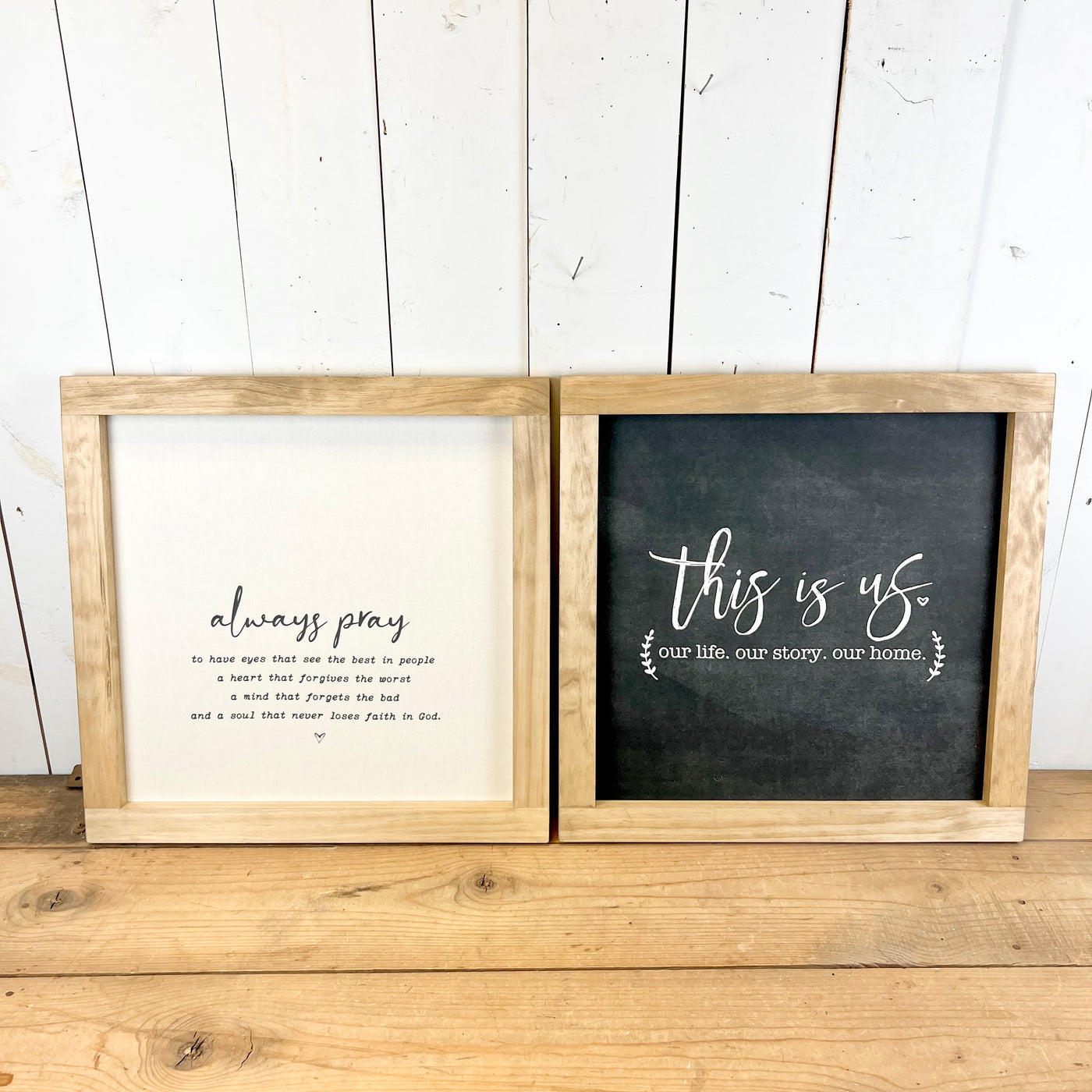 Square Wood Framed Canvas Prints - Four Styles