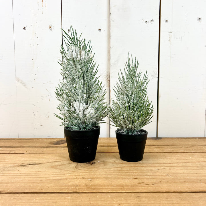 Small Flocked Potted Trees