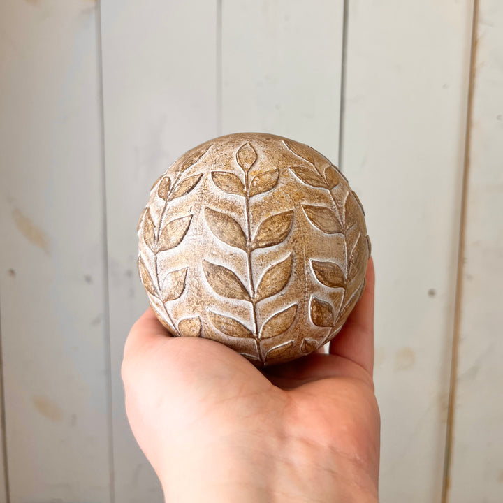 Decorative Accent Orb with Leaf Pattern