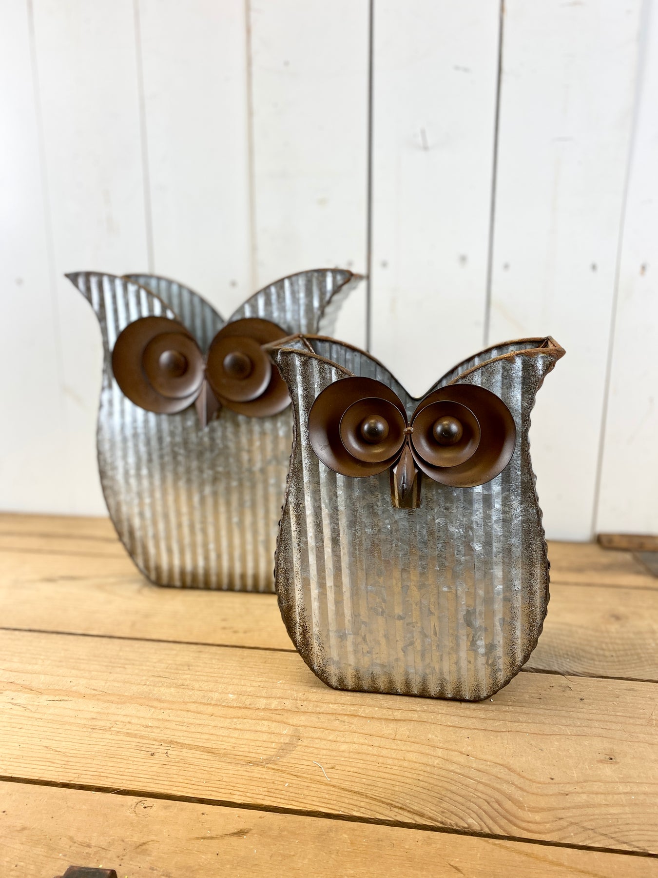 hanging owl planter Galvanized Owl Planter – Prairie in Bloom