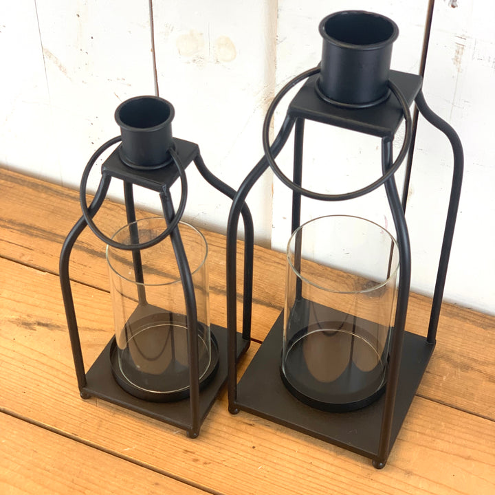 Black Lanterns with Glass Pillars